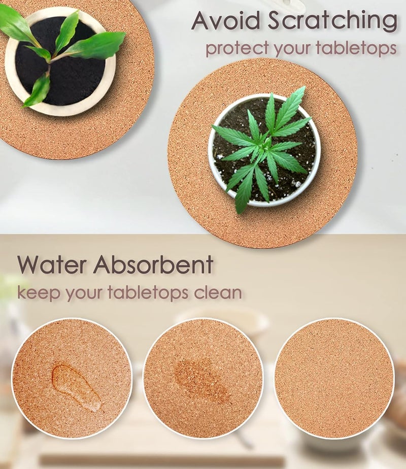 KITLAB Cork Plant Coasters - Double Layered 12 Inch Planter Coasters, Absorbent Cork Plant Mats for House Plants, 2 Pcs - Image 5